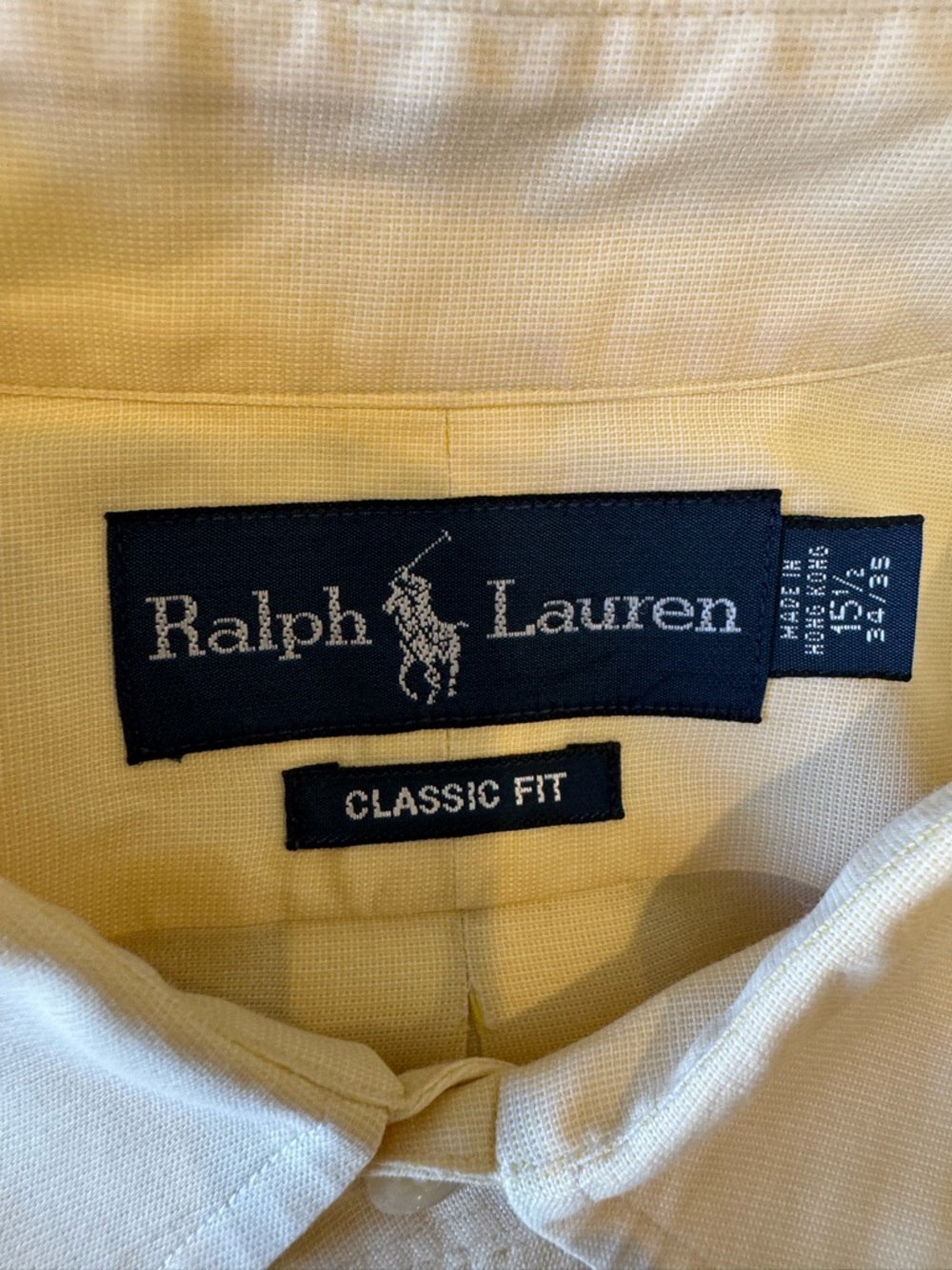 Men’s Ralph Lauren Pale Yellow Button-Down Dress Shirt with Navy Pony - Picture 3 of 4